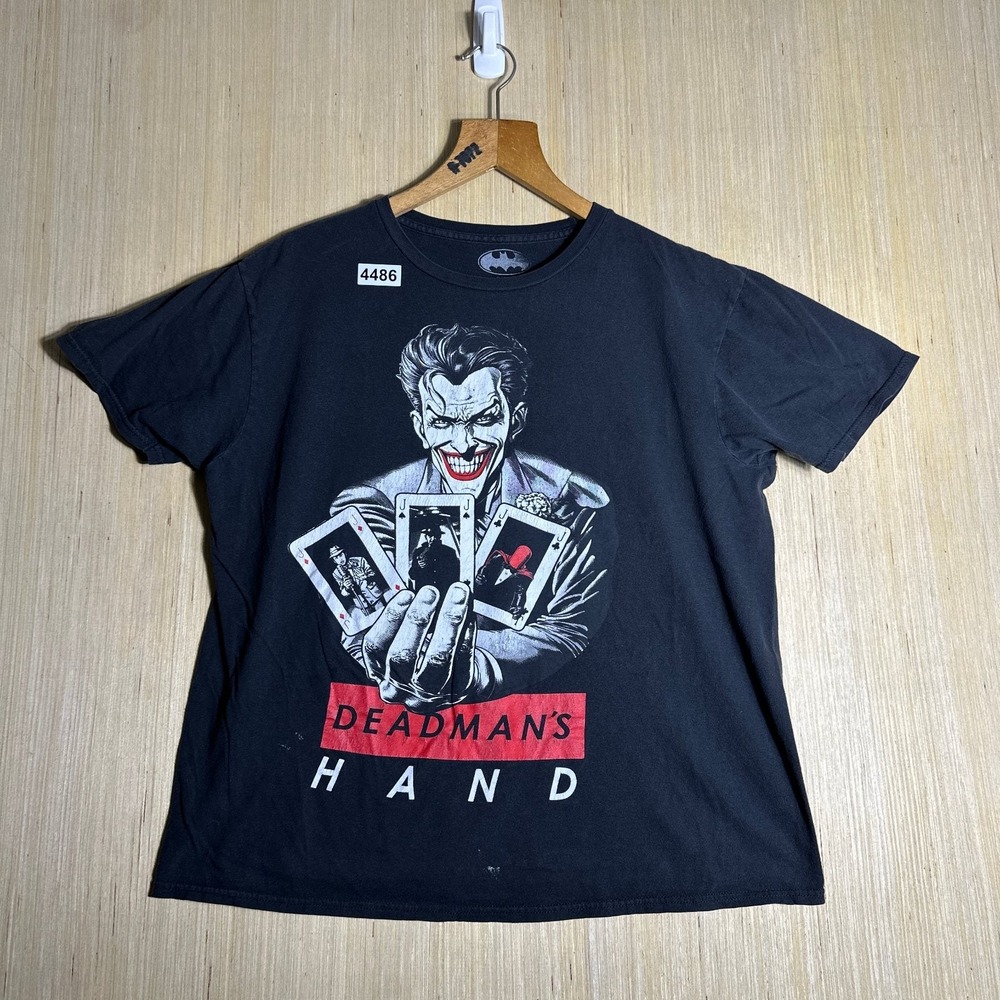 The Joker Deadman Hand Shirt Mens Large Black Short Sleeve Graphic Print